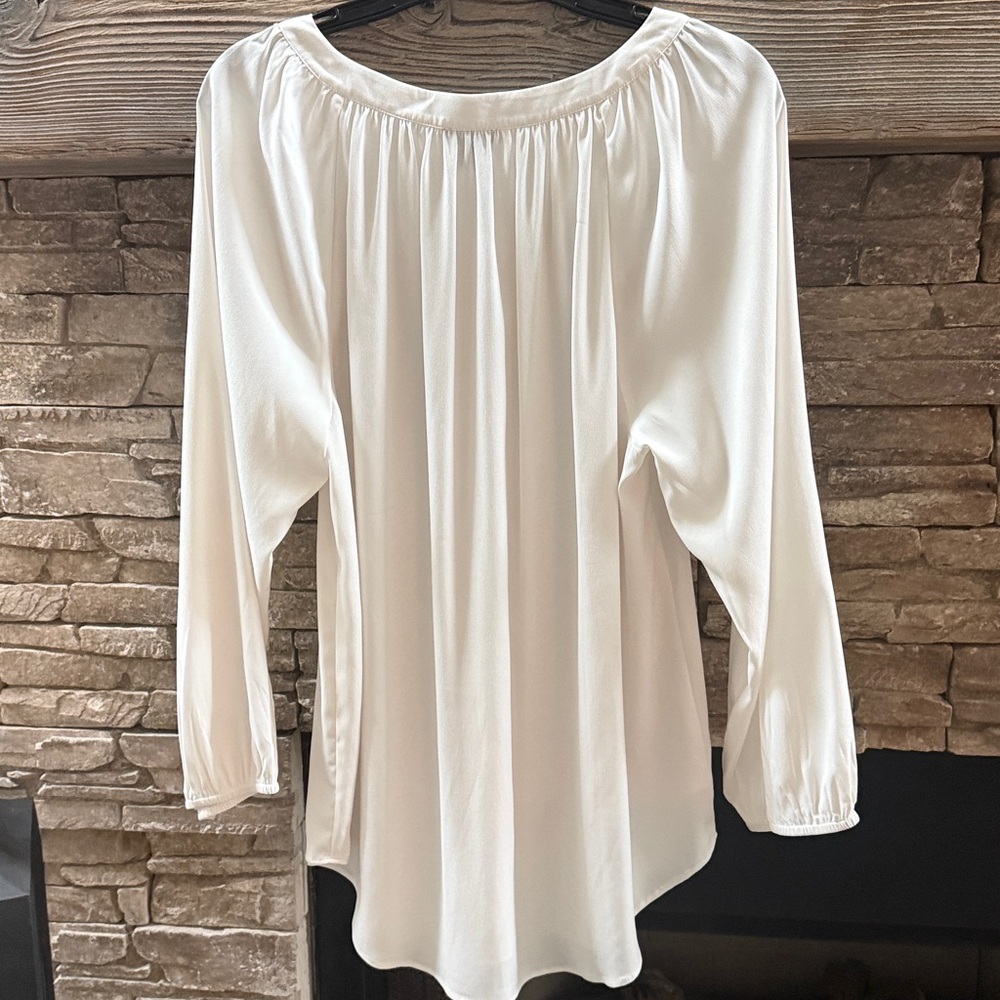 Ann Taylor Ivory Long Sleeve Peasant Top Medium - Picture 8 of 10